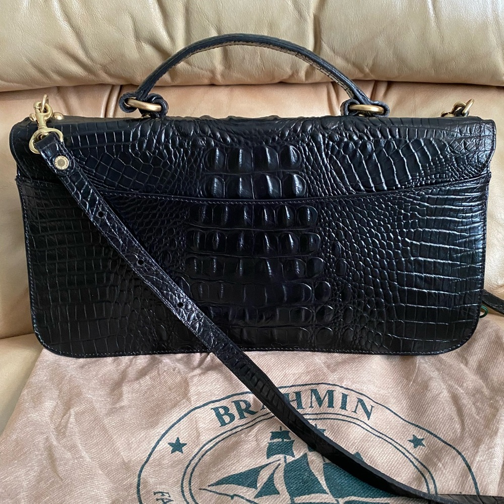 NWOT Vintage Brahmin Amata Rose Tassel Bag & Charm Leather Croc Lady FIRM PRICE - Picture 6 of 16